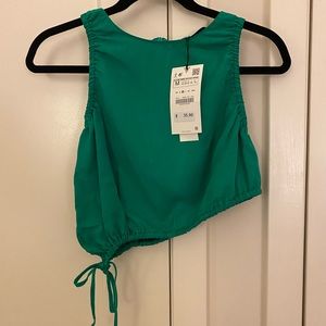 Zara Asymmetrical Crop Top - Green
